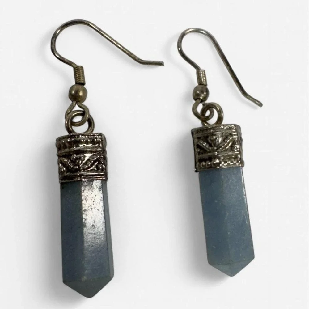 Blue crystal earrings with silver accents